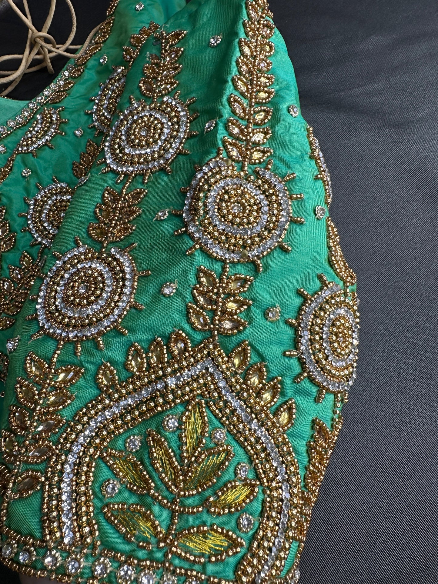 Light Green Silk Maggam Aari Work Blouse