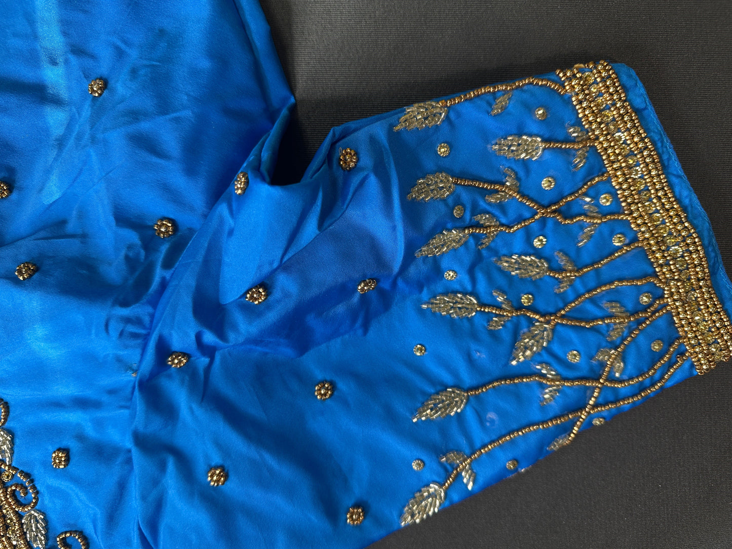 Turqouise Blue Silk Maggam Aari Work Blouse