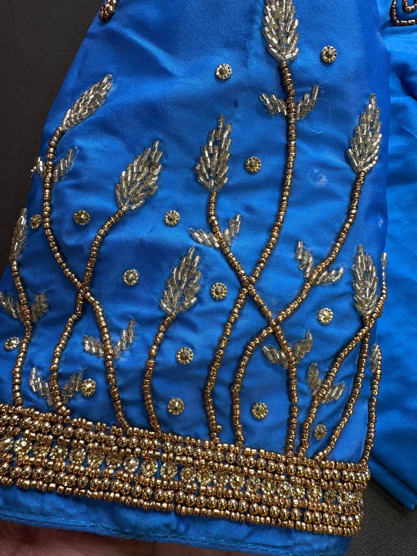 Turqouise Blue Silk Maggam Aari Work Blouse