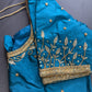 Teal Silk Maggam Aari Work Blouse
