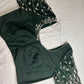 Green Mirror work Maggam Aari Embroidery Blouse