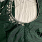 Green Mirror work Maggam Aari Embroidery Blouse