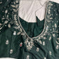 Green Mirror work Maggam Aari Embroidery Blouse