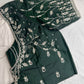 Green Mirror work Maggam Aari Embroidery Blouse