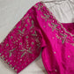 Pink Mirror work Maggam Aari Embroidery Blouse