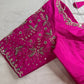 Pink Mirror work Maggam Aari Embroidery Blouse