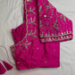 Pink Mirror work Maggam Aari Embroidery Blouse