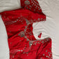 Red Mirror work Maggam Aari Embroidery Blouse
