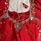 Red Mirror work Maggam Aari Embroidery Blouse