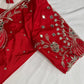 Red Mirror work Maggam Aari Embroidery Blouse