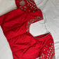Red Mirror work Maggam Aari Embroidery Blouse