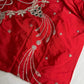 Red Mirror work Maggam Aari Embroidery Blouse