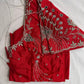 Red Mirror work Maggam Aari Embroidery Blouse