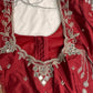 Marron Red Mirror work Maggam Aari Embroidery Blouse