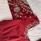 Marron Red Mirror work Maggam Aari Embroidery Blouse