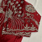 Marron Red Mirror work Maggam Aari Embroidery Blouse