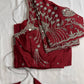 Marron Red Mirror work Maggam Aari Embroidery Blouse