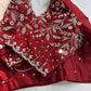 Marron Red Mirror work Maggam Aari Embroidery Blouse