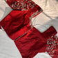 Marron Red Mirror work Maggam Aari Embroidery Blouse