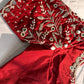 Marron Red Mirror work Maggam Aari Embroidery Blouse