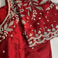Marron Red Mirror work Maggam Aari Embroidery Blouse