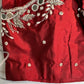 Marron Red Mirror work Maggam Aari Embroidery Blouse