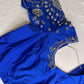 Blue Mirror work Maggam Aari Embroidery Blouse