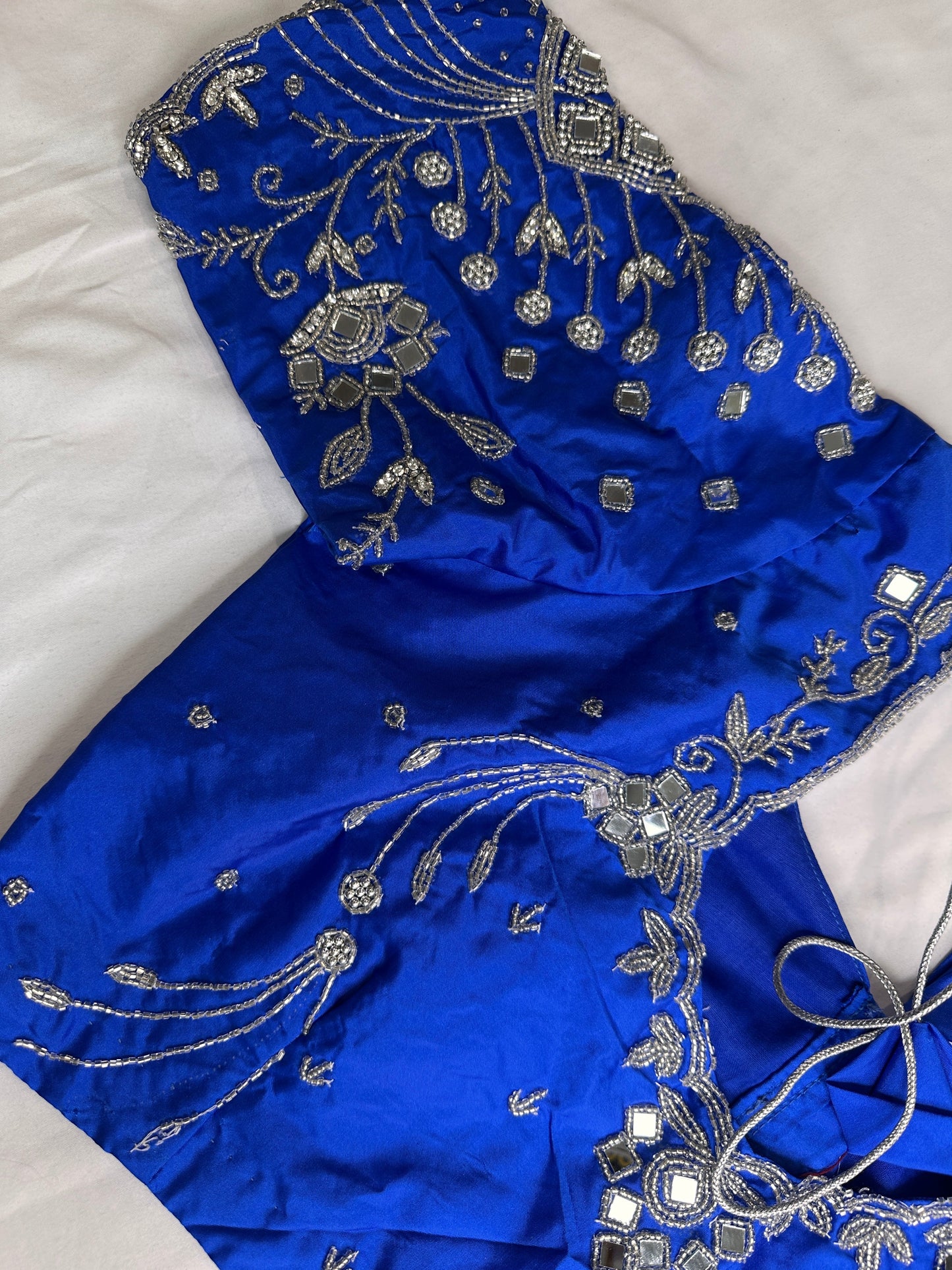 Blue Mirror work Maggam Aari Embroidery Blouse