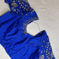 Blue Mirror work Maggam Aari Embroidery Blouse