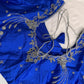 Blue Mirror work Maggam Aari Embroidery Blouse