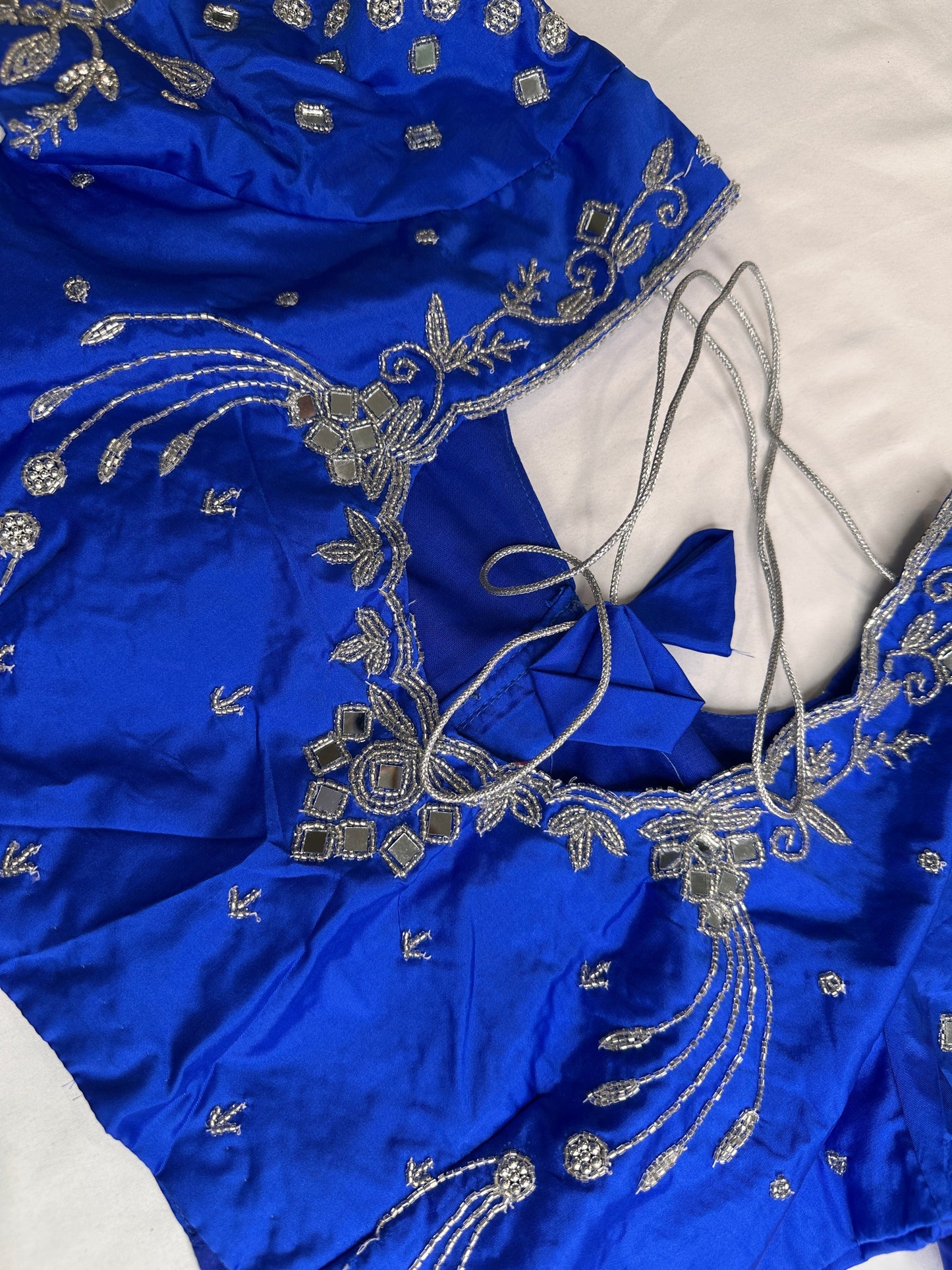 Blue Mirror work Maggam Aari Embroidery Blouse