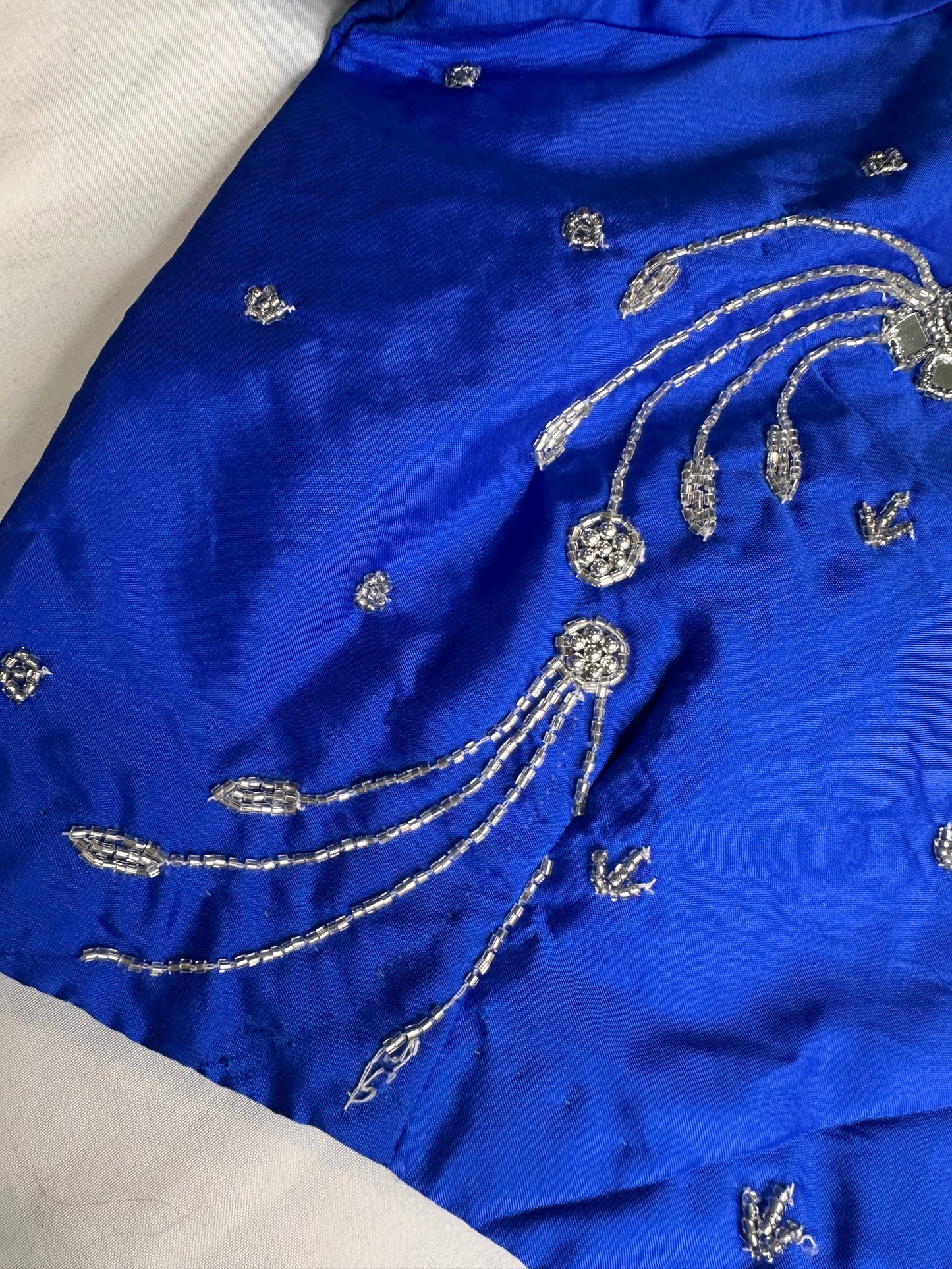Blue Mirror work Maggam Aari Embroidery Blouse