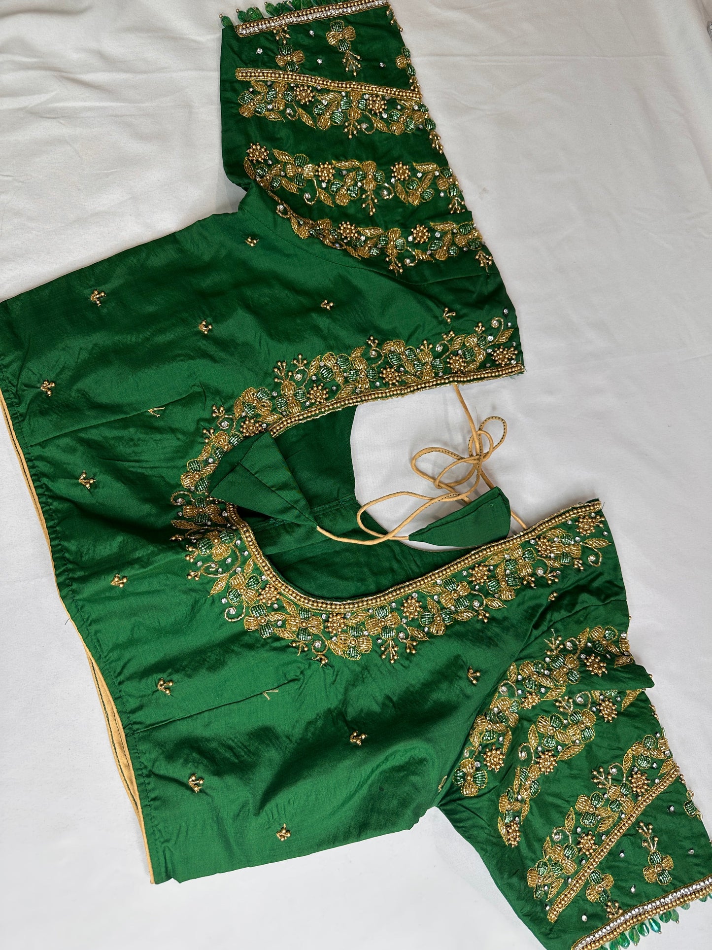 Green Maggam Aari Embroidery Blouse
