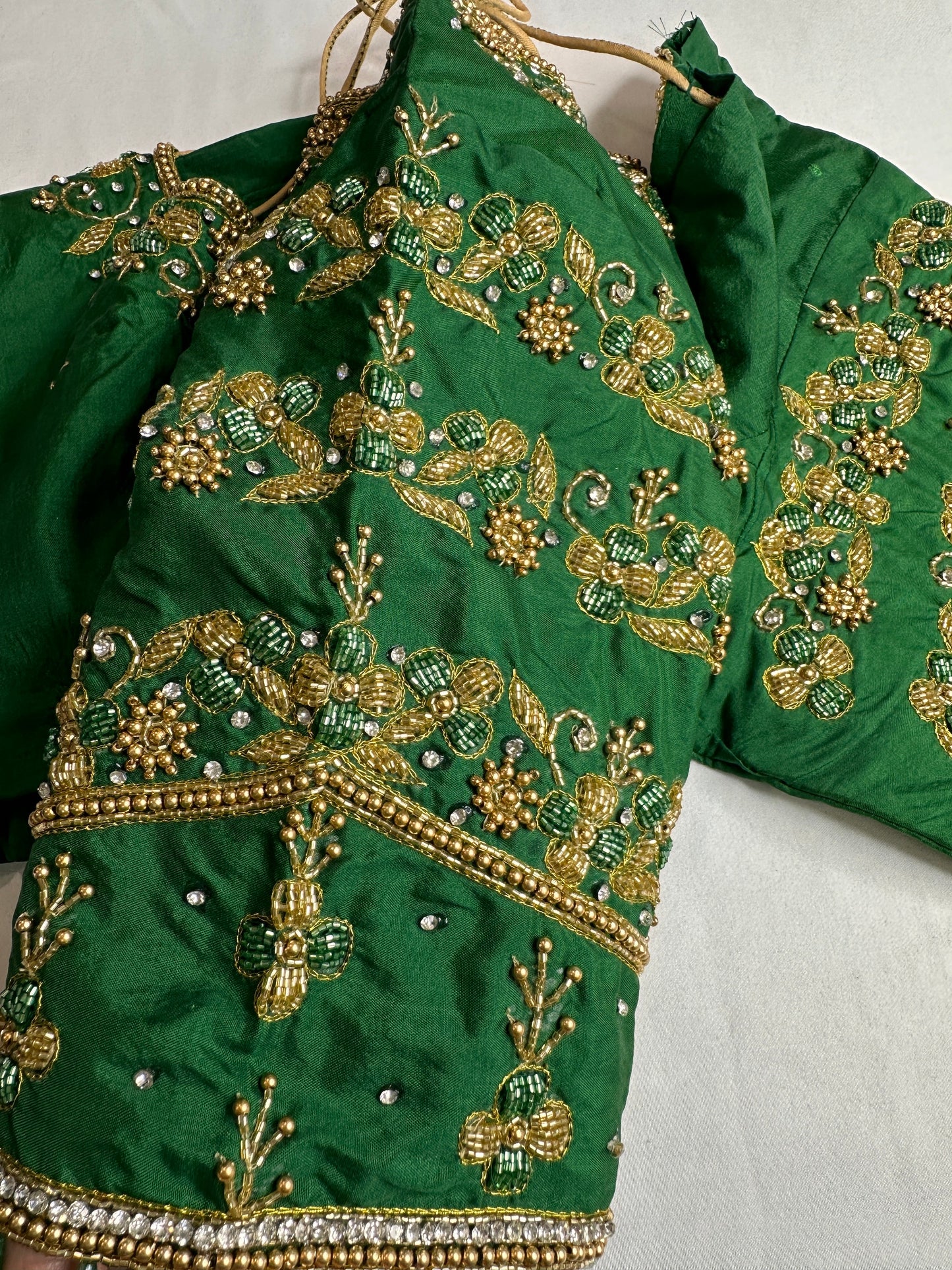 Green Maggam Aari Embroidery Blouse