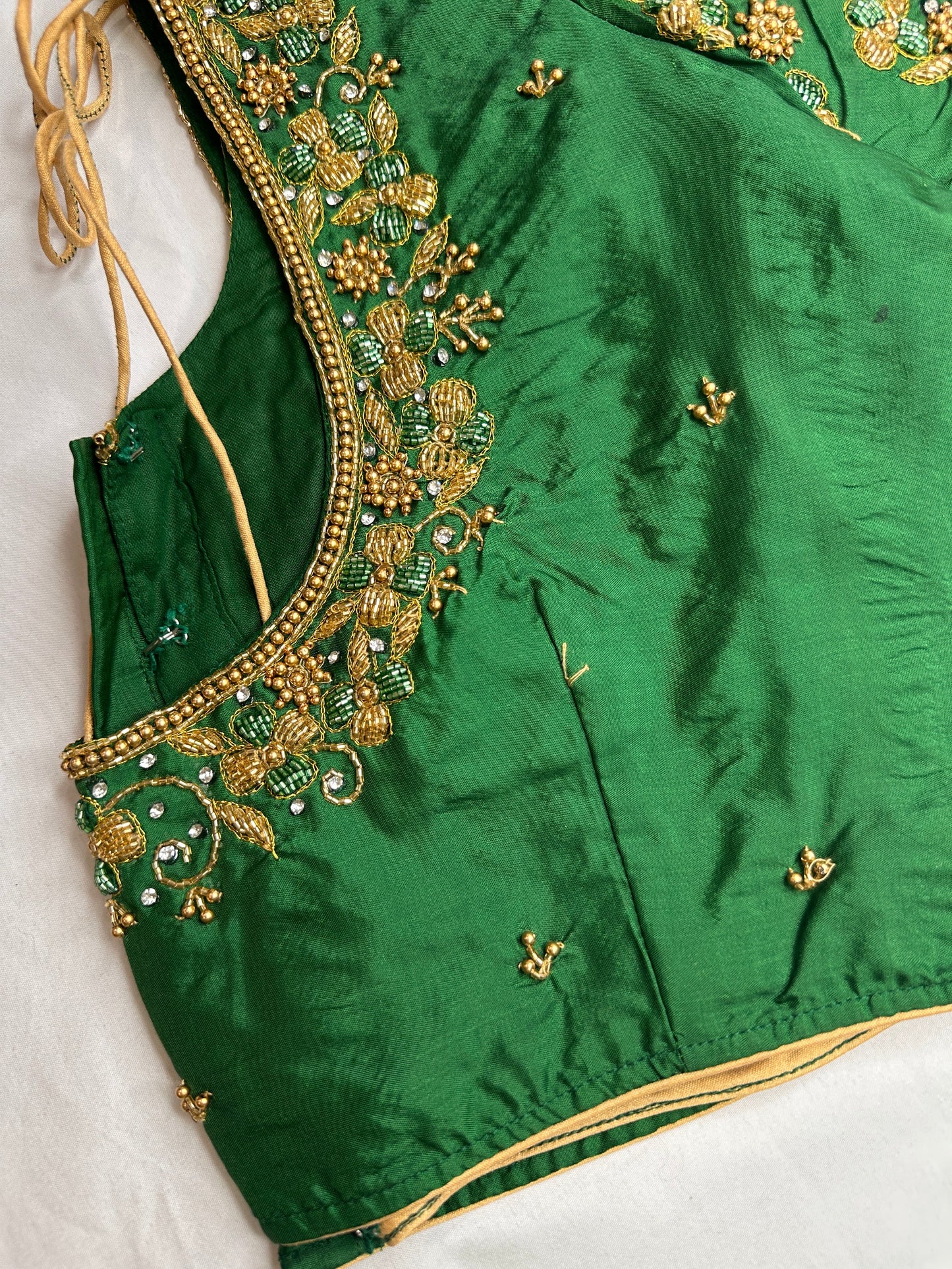 Green Maggam Aari Embroidery Blouse