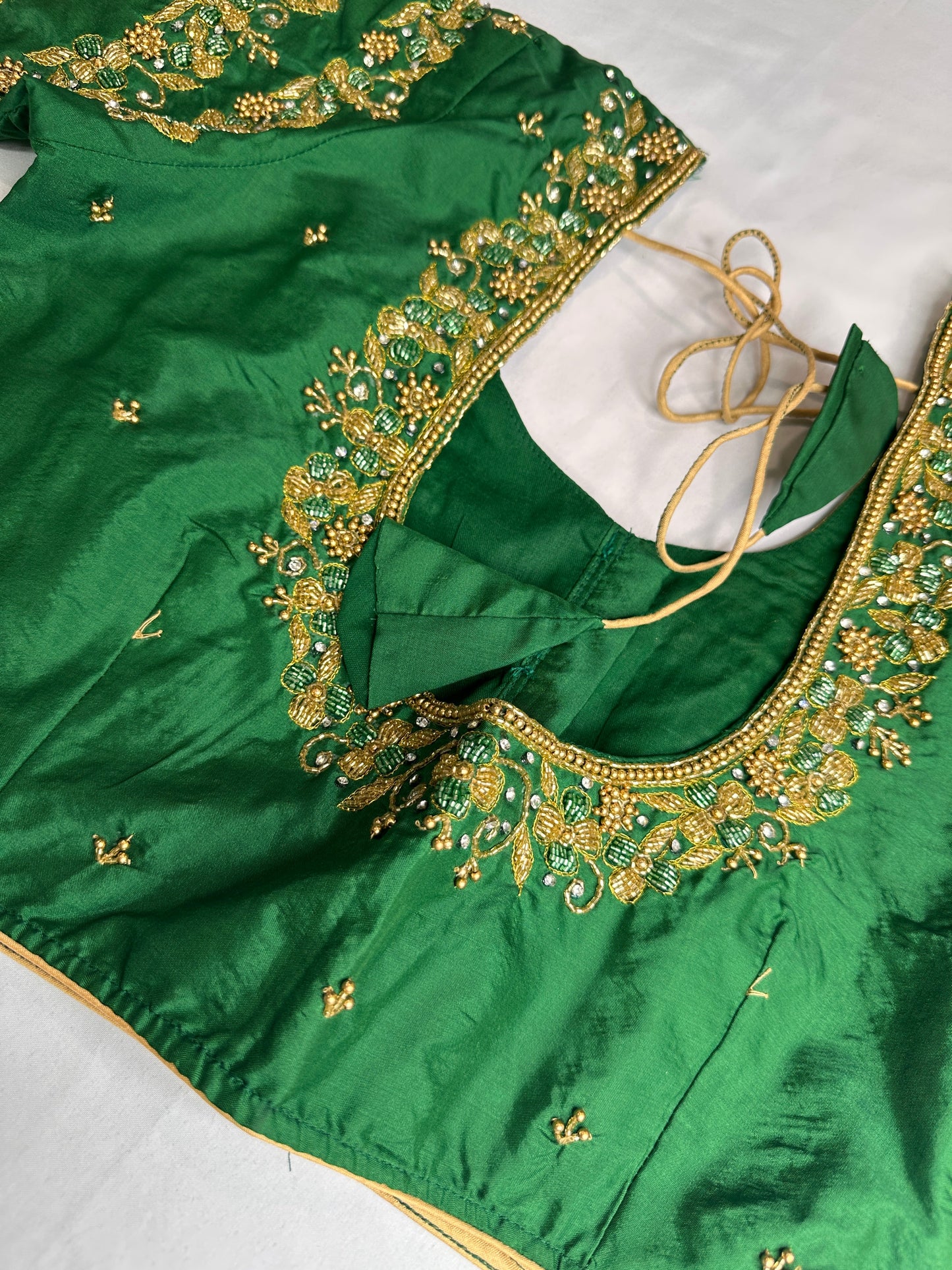 Green Maggam Aari Embroidery Blouse