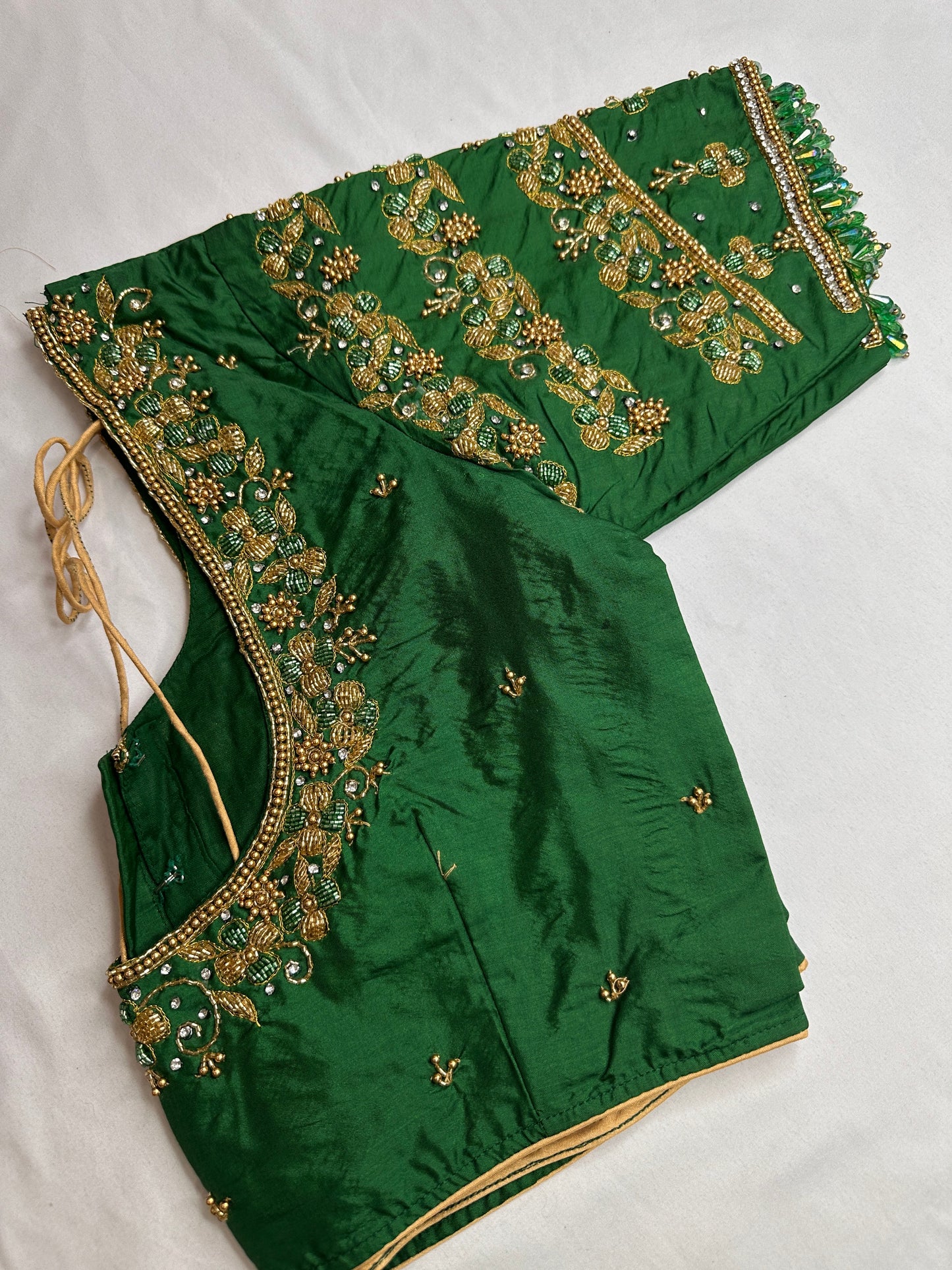 Green Maggam Aari Embroidery Blouse
