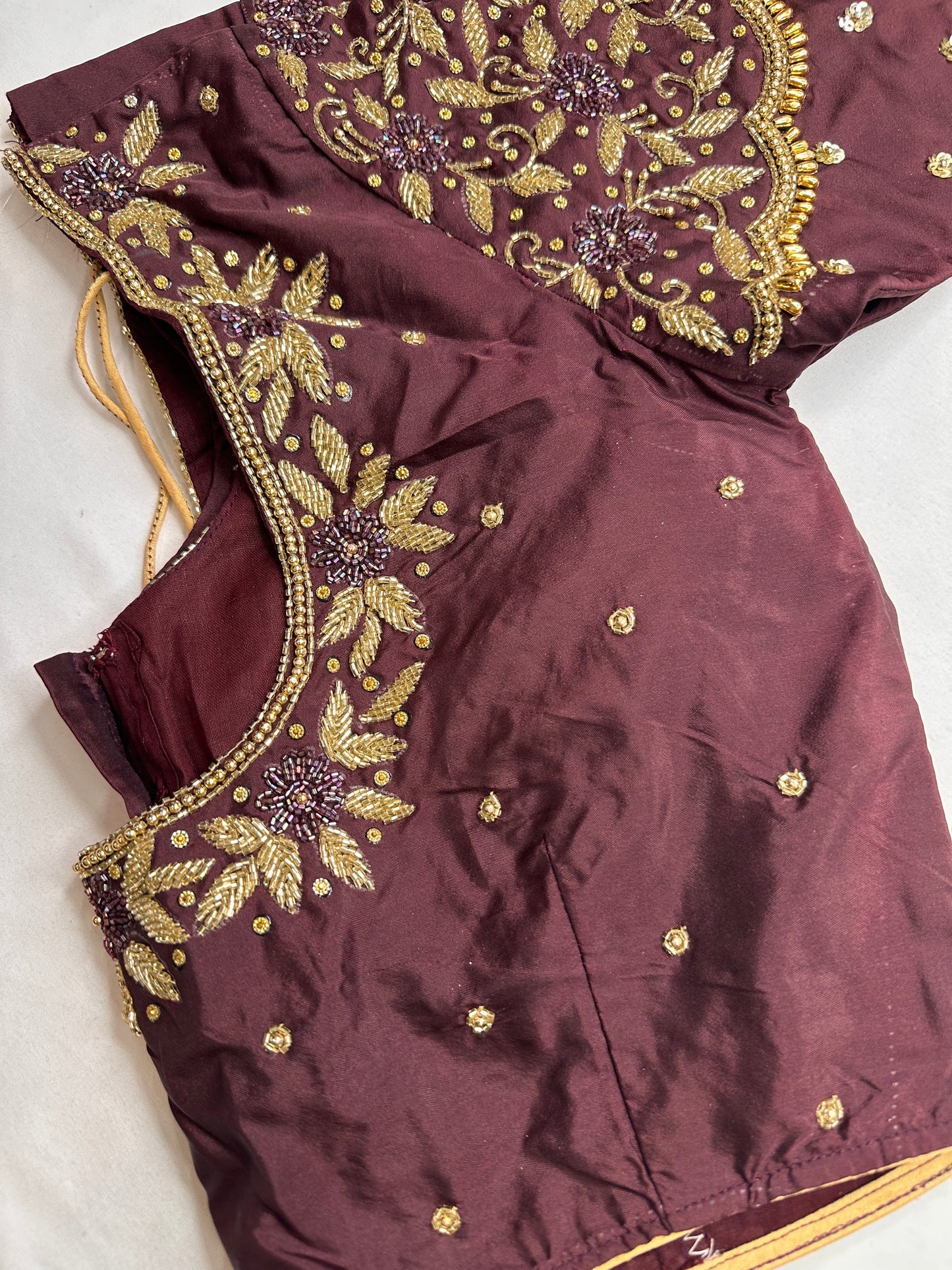 Brown Maggam Aari Embroidery Blouse
