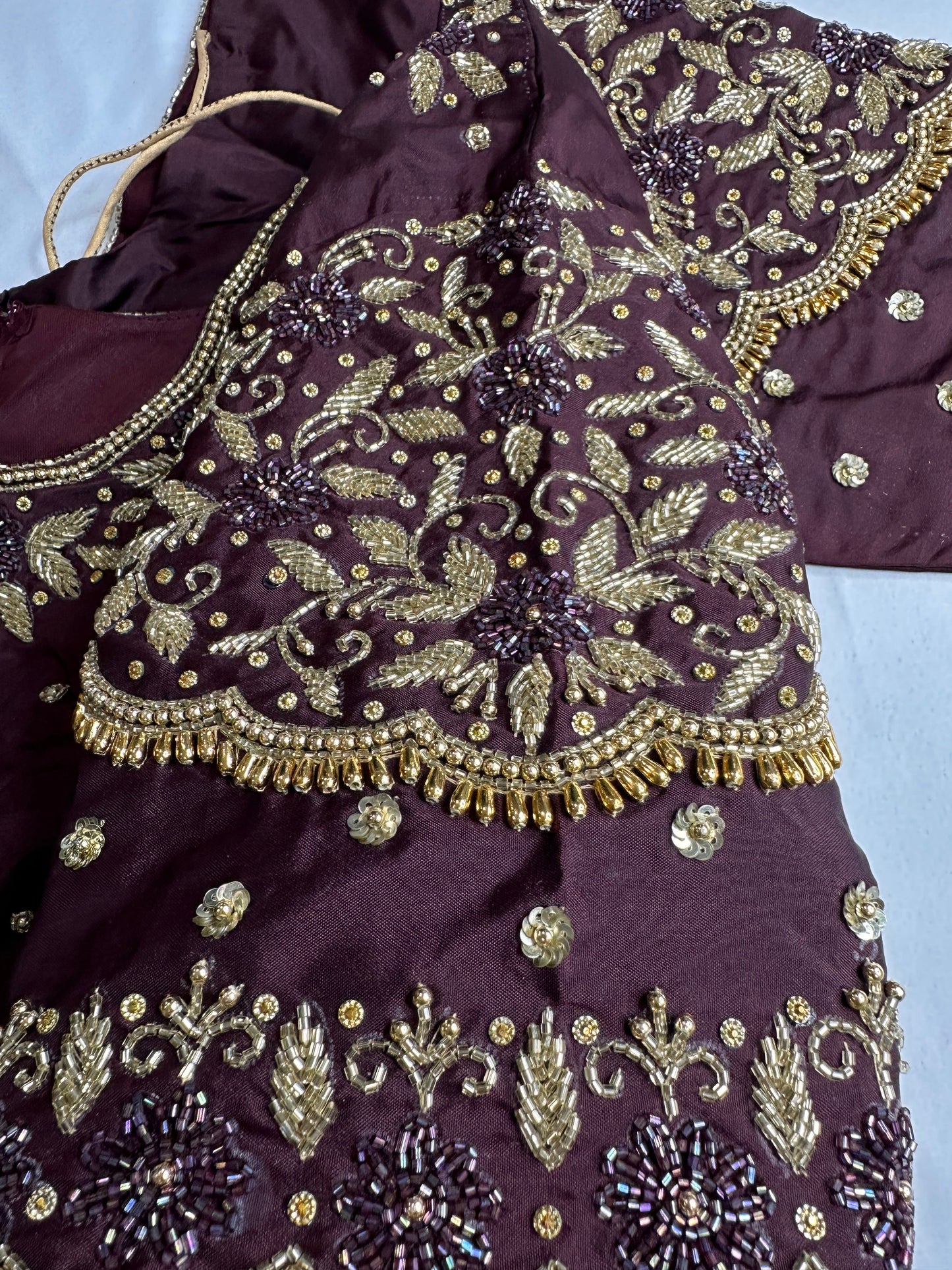 Brown Maggam Aari Embroidery Blouse