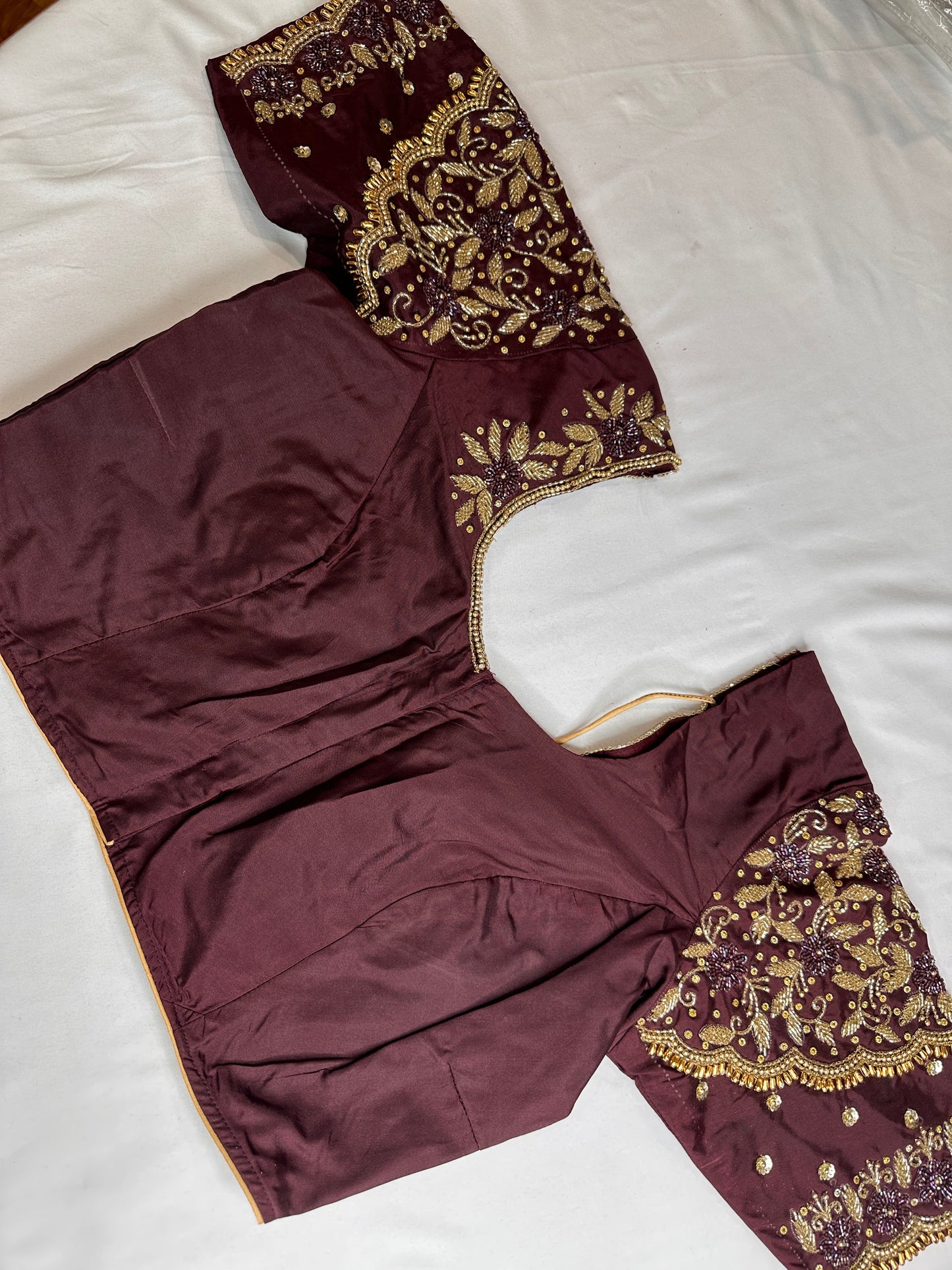 Brown Maggam Aari Embroidery Blouse