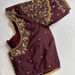 Brown Maggam Aari Embroidery Blouse