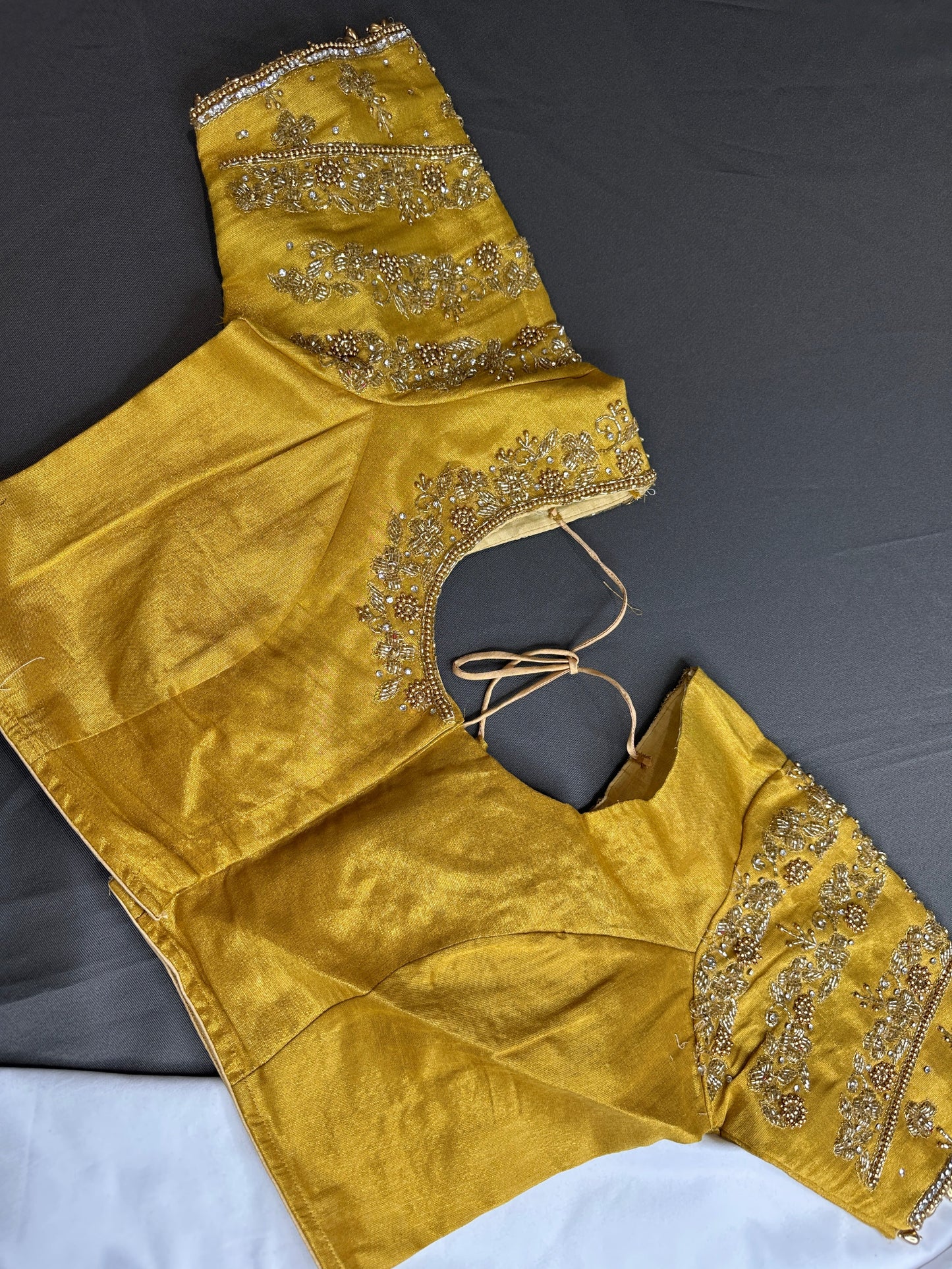 Golden Maggam Aari Embroidery Blouse