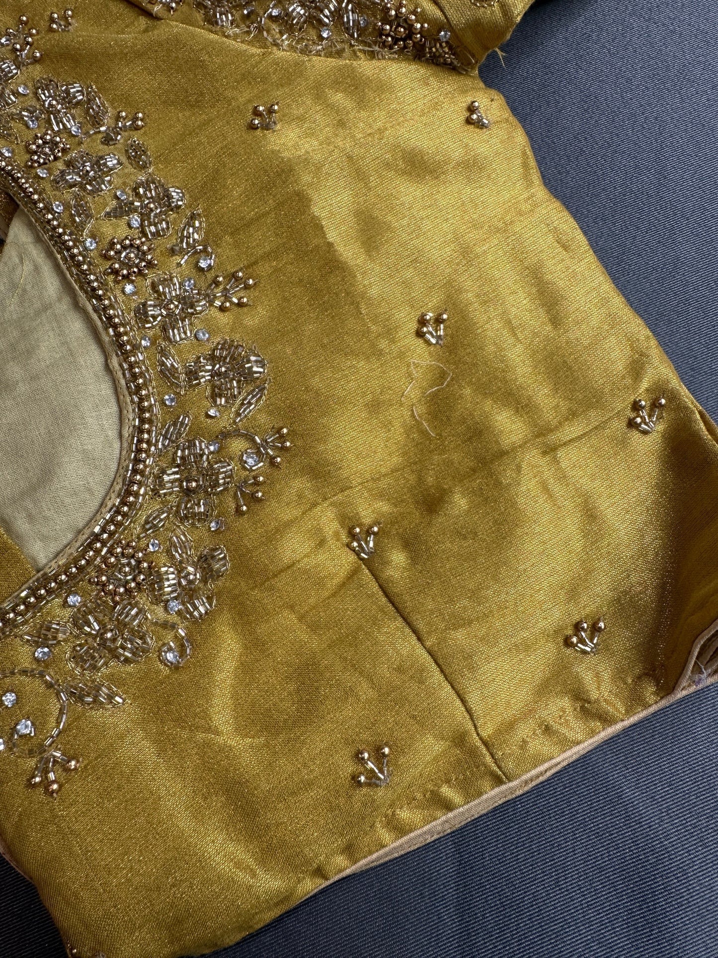 Golden Maggam Aari Embroidery Blouse