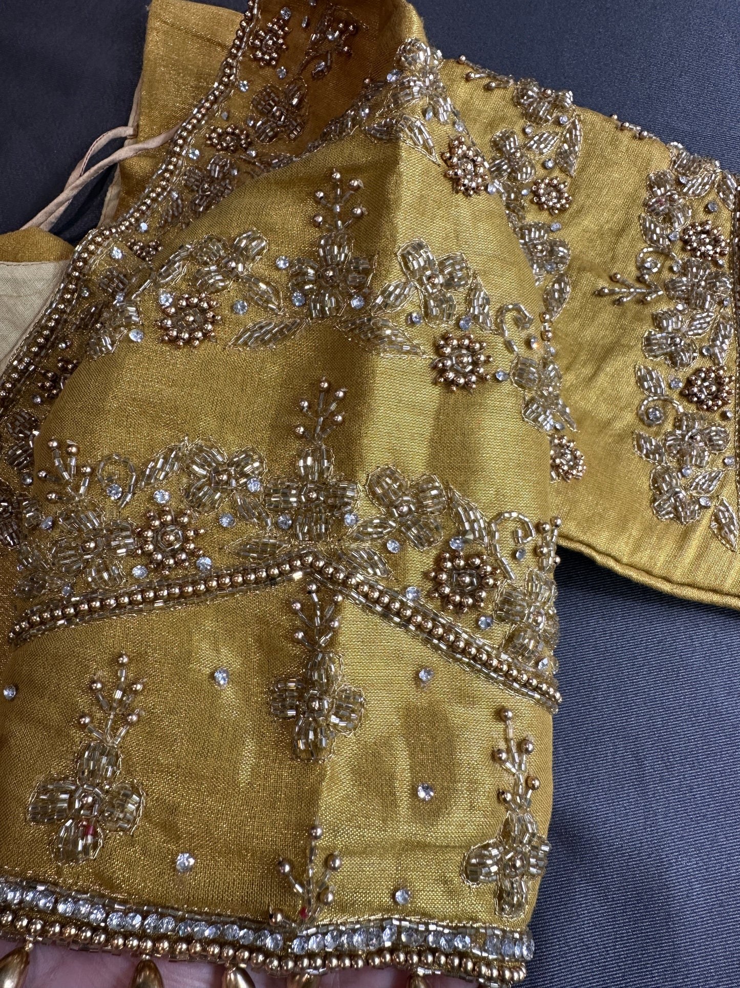 Golden Maggam Aari Embroidery Blouse