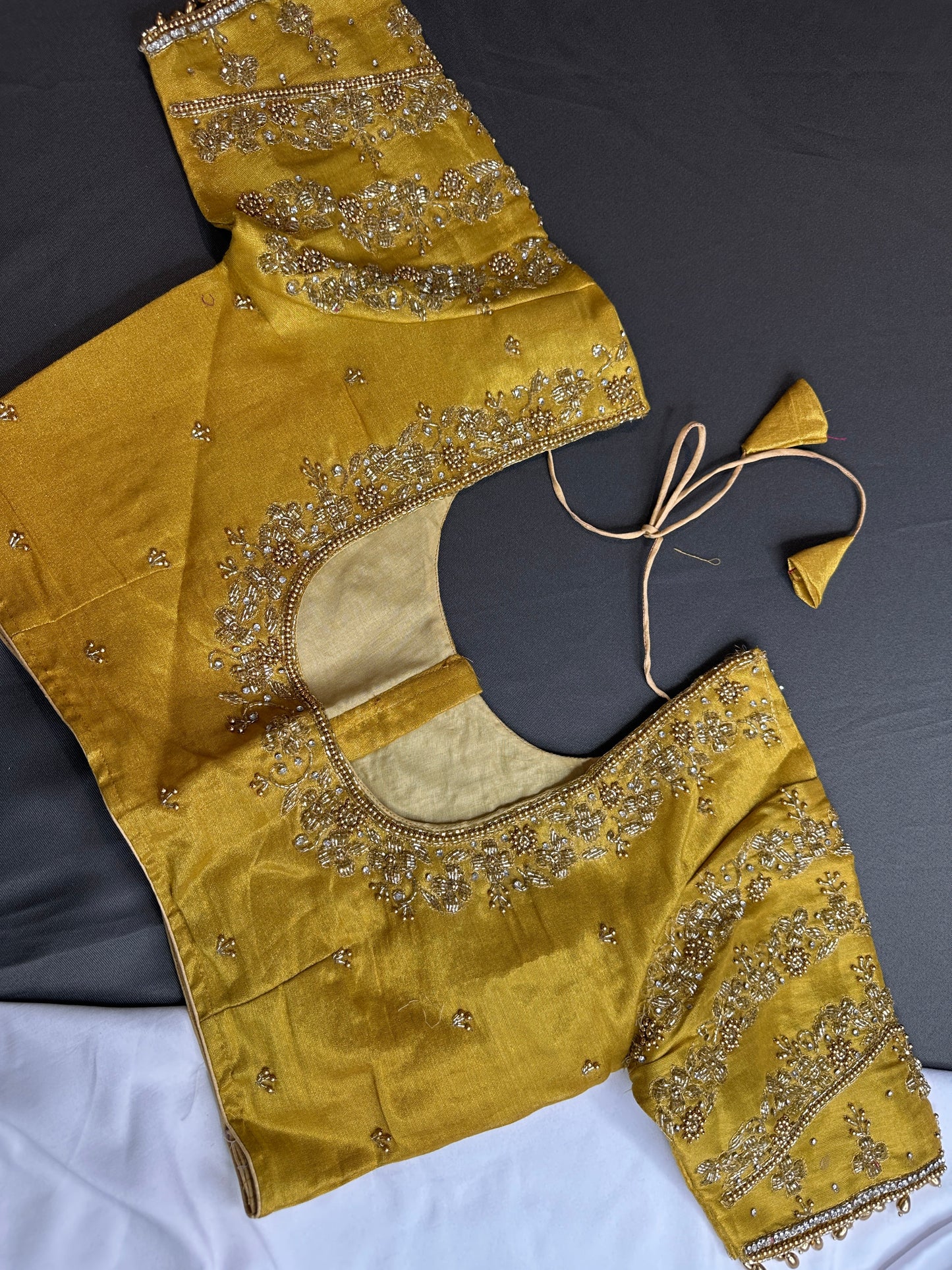 Golden Maggam Aari Embroidery Blouse