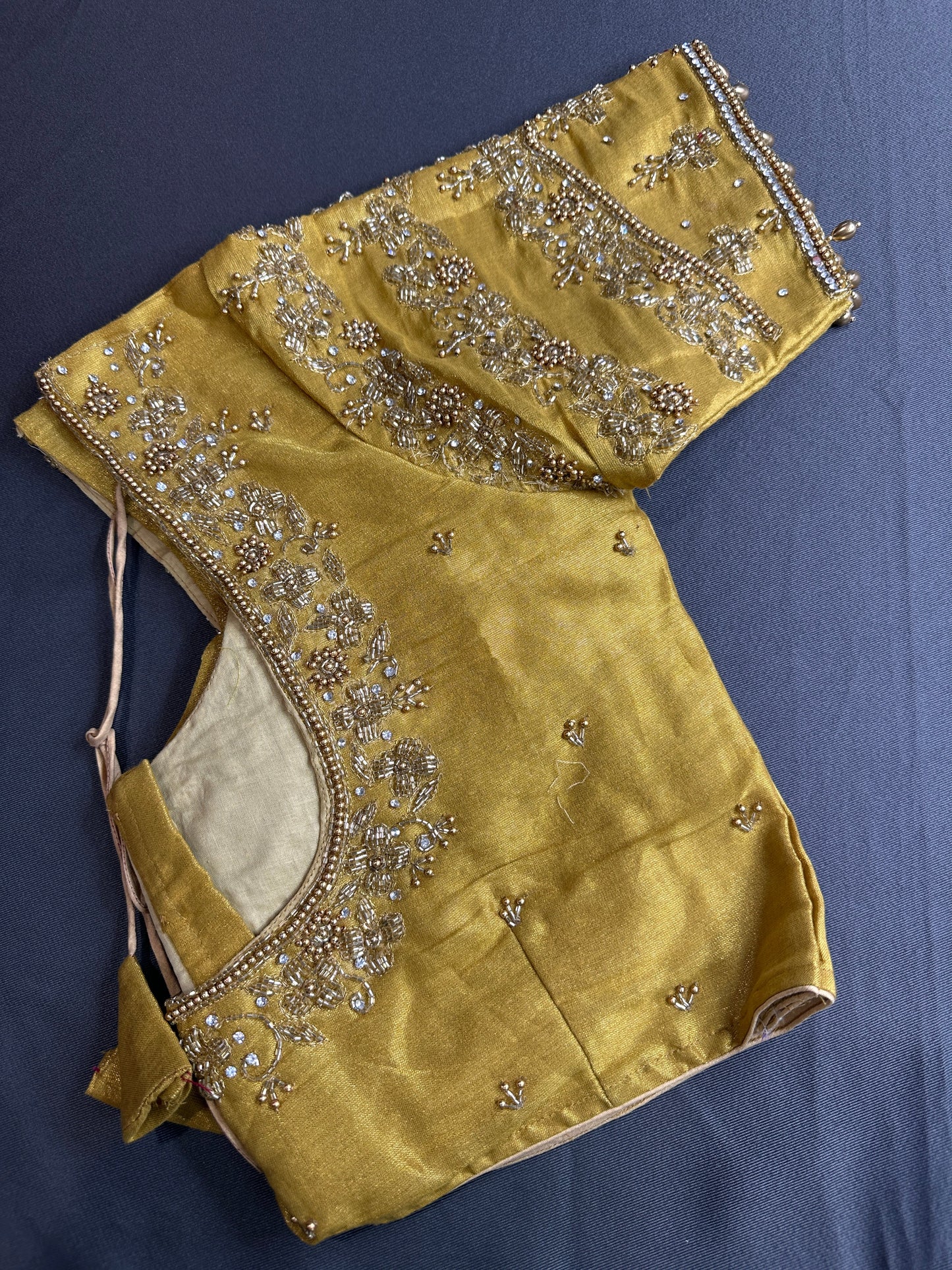 Golden Maggam Aari Embroidery Blouse