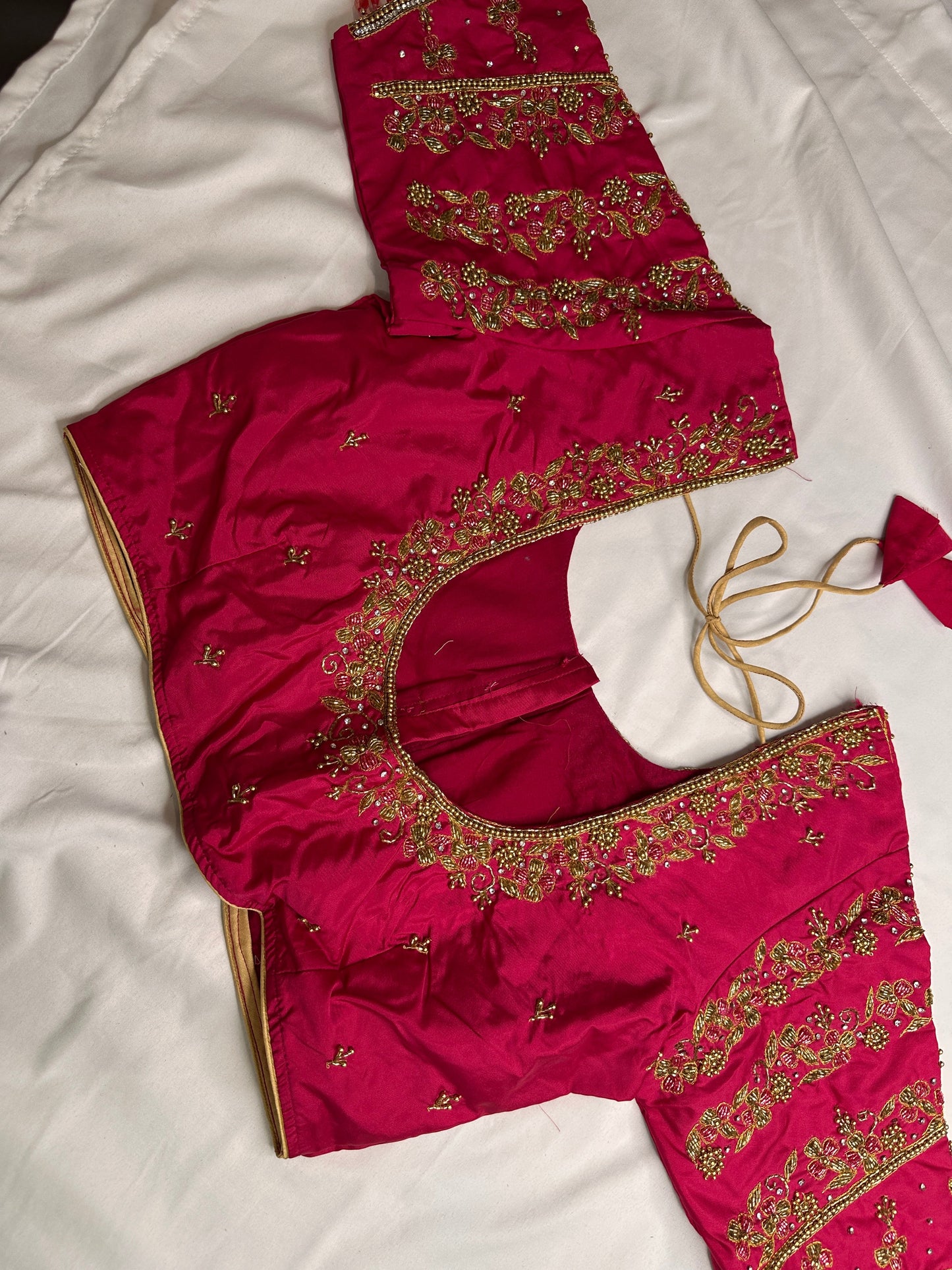 Pink Maggam Aari Embroidery Blouse