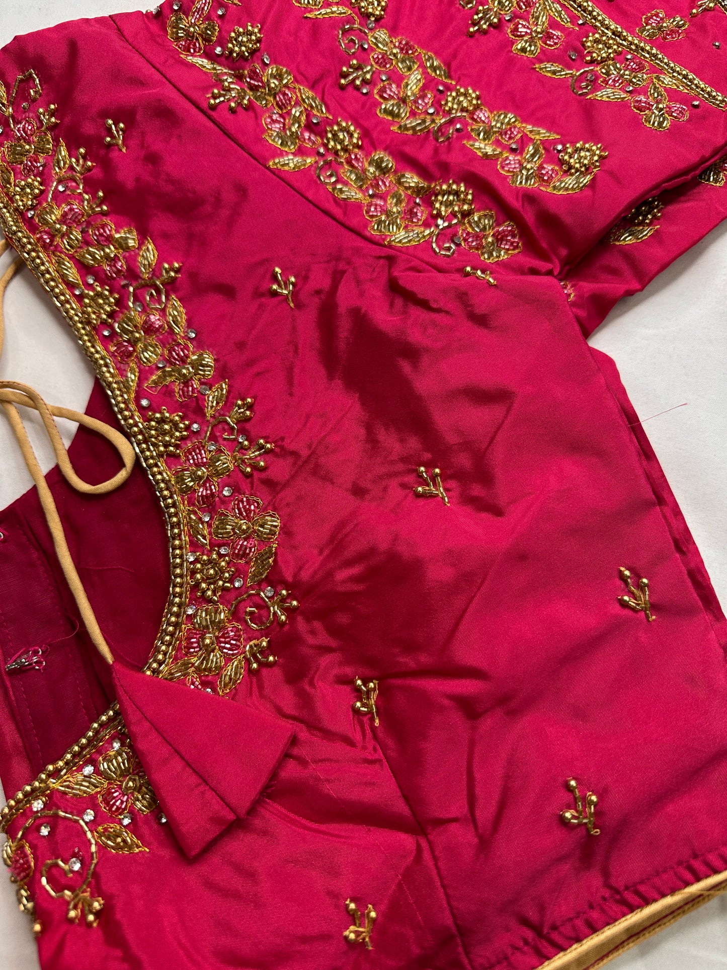 Pink Maggam Aari Embroidery Blouse