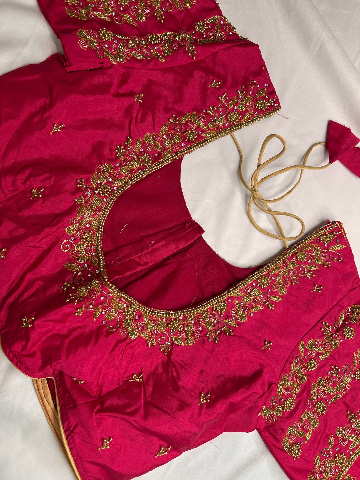 Pink Maggam Aari Embroidery Blouse