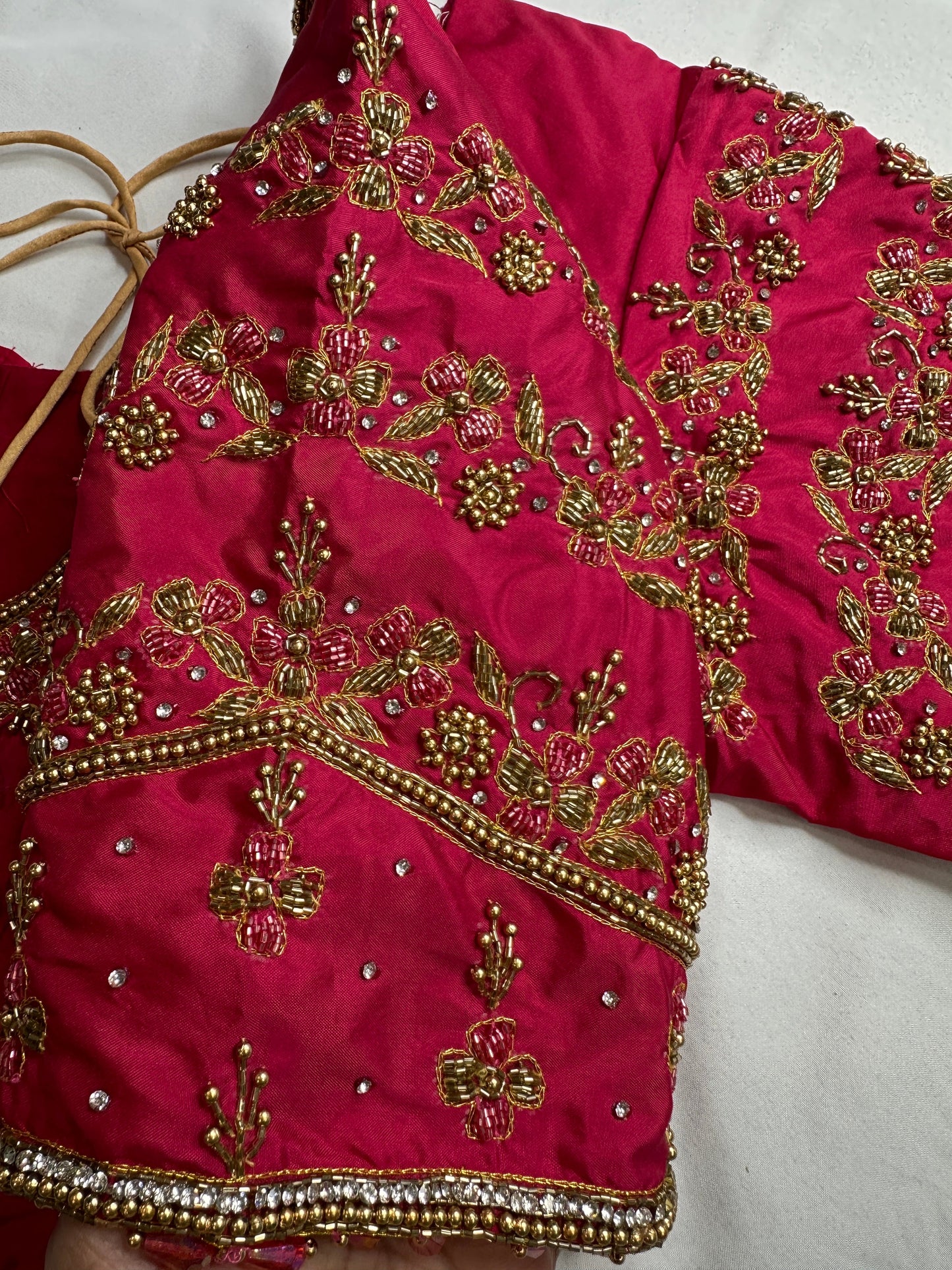 Pink Maggam Aari Embroidery Blouse
